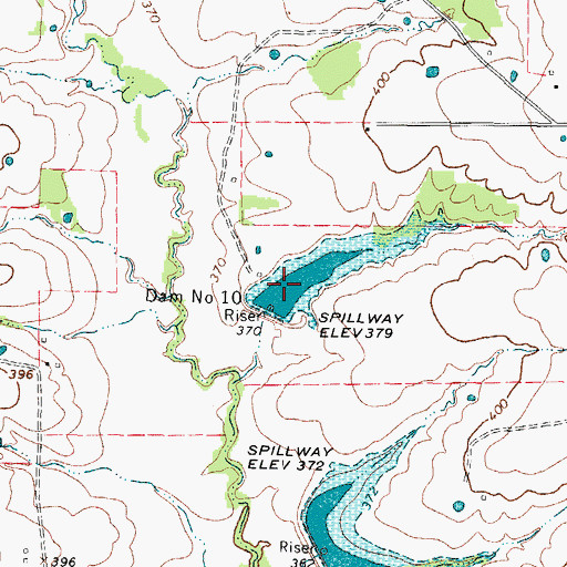 Topographic Map of Soil Conservation Service Site 10 Reservoir, TX