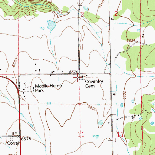 Topographic Map of Coventry Cemetery, CO