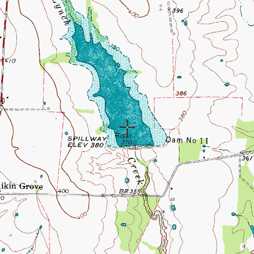 Topographic Map of Soil Conservation Service Site 11 Reservoir, TX