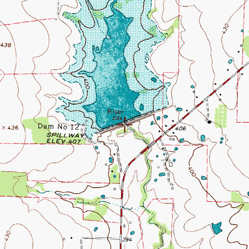 Topographic Map of Soil Conservation Service Site 12 Reservoir, TX