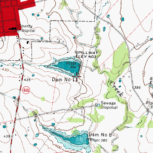 Topographic Map of Soil Conservation Service Site 13 Dam, TX