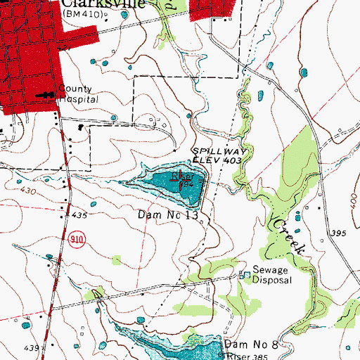 Topographic Map of Soil Conservation Service Site 13 Reservoir, TX