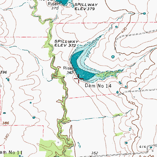 Topographic Map of Soil Conservation Service Site 14 Dam, TX