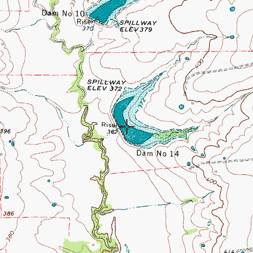 Topographic Map of Soil Conservation Service Site 14 Reservoir, TX