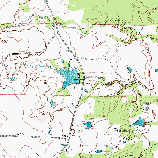 Topographic Map of Dearborn Lake Dam, TX