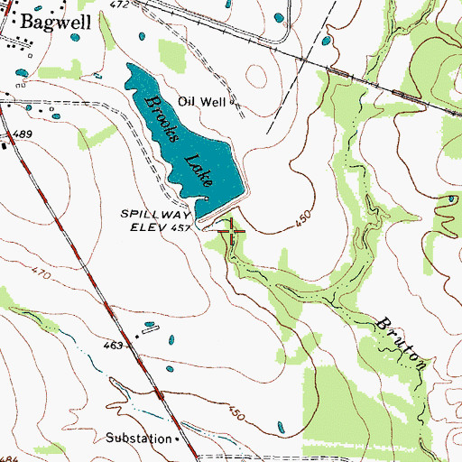 Topographic Map of Brooks Lake Dam, TX