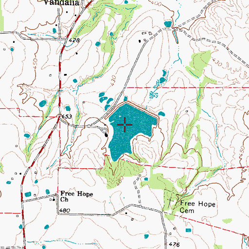 Topographic Map of Arrowhead Ranch Lake, TX