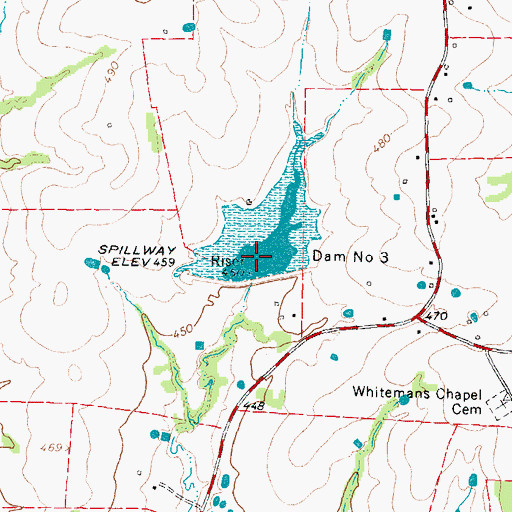 Topographic Map of Soil Conservation Service Site 3 Reservoir, TX
