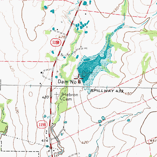 Topographic Map of Soil Conservation Service Site 4 Dam, TX