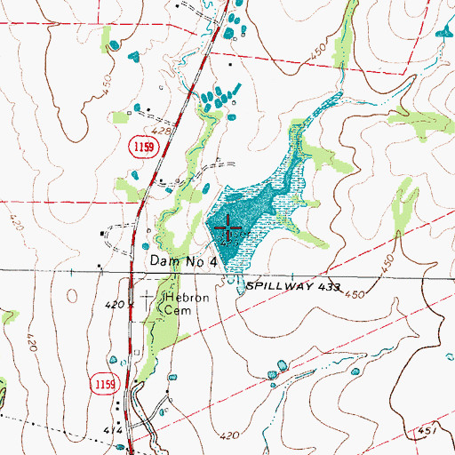 Topographic Map of Soil Conservation Service Site 4 Reservoir, TX