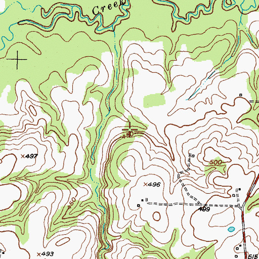 Topographic Map of Rogers Lake Dam, TX