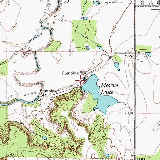 Topographic Map of Moran City Lake Dam, TX