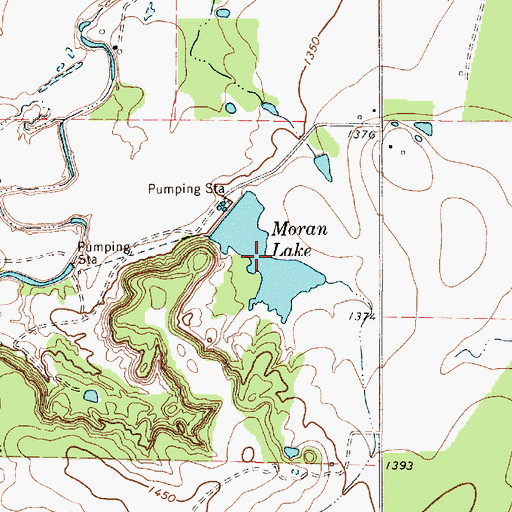 Topographic Map of Moran Lake, TX