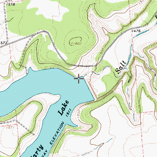 Topographic Map of McCarty Lake Dam, TX