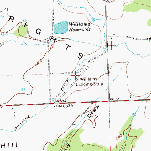 Topographic Map of Williams Ranch Airport, CO