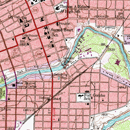 Topographic Map of Johnson Reservoir, TX