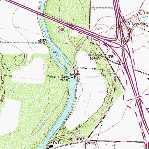 Topographic Map of Metcalfe Lake, TX