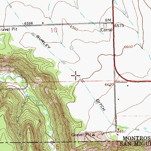 Topographic Map of Gurley Ditch, CO