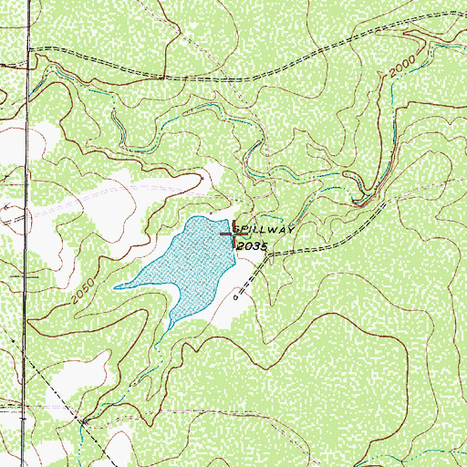 Topographic Map of Kenneth Brown Reservoir Dam, TX
