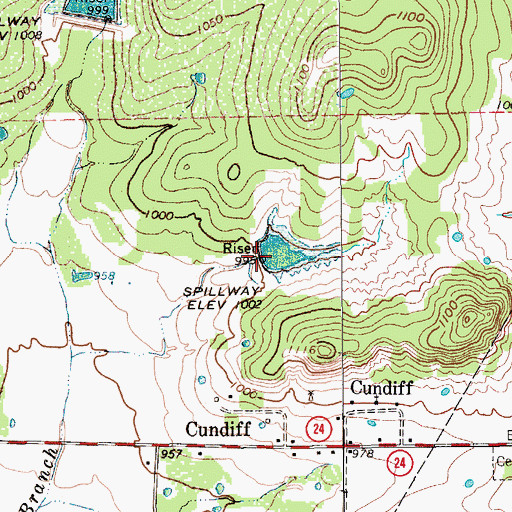 Topographic Map of Soil Conservation Service 11 Dam, TX