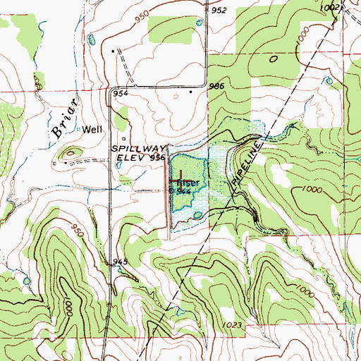 Topographic Map of Soil Conservation Service Site 12 Reservoir, TX