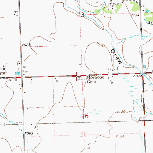Topographic Map of Norwood Cemetery, CO