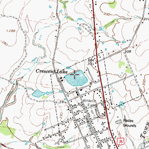 Topographic Map of City of Madisonville Lake Dam, TX