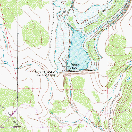 Topographic Map of Soil Conservation Service Site 1 Dam, TX