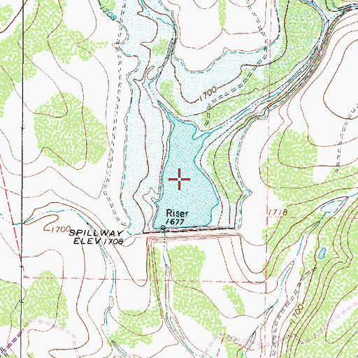 Topographic Map of Soil Conservation Service Site 1 Reservoir, TX