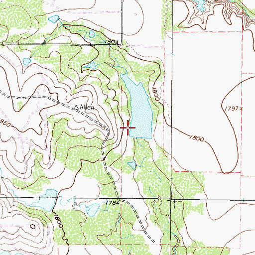 Topographic Map of Allen Lake Dam, TX