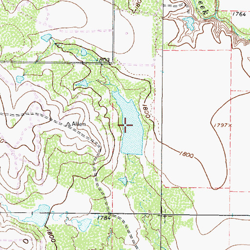 Topographic Map of Allen Lake, TX
