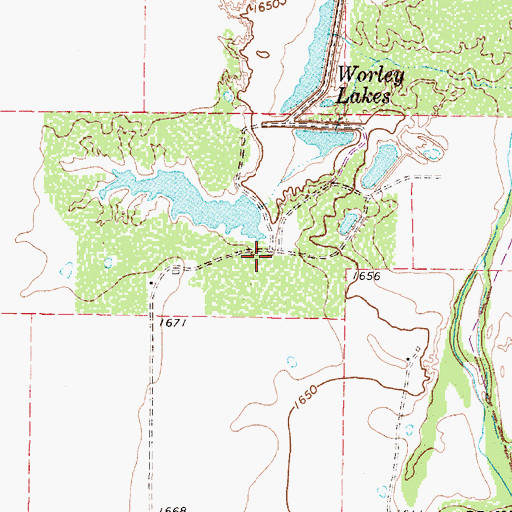 Topographic Map of L V Worley Lake Dam, TX