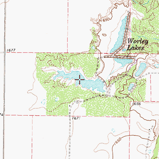 Topographic Map of L V Worley Lake, TX