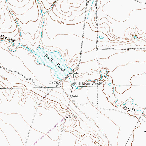 Topographic Map of Bull Tank Dam, TX