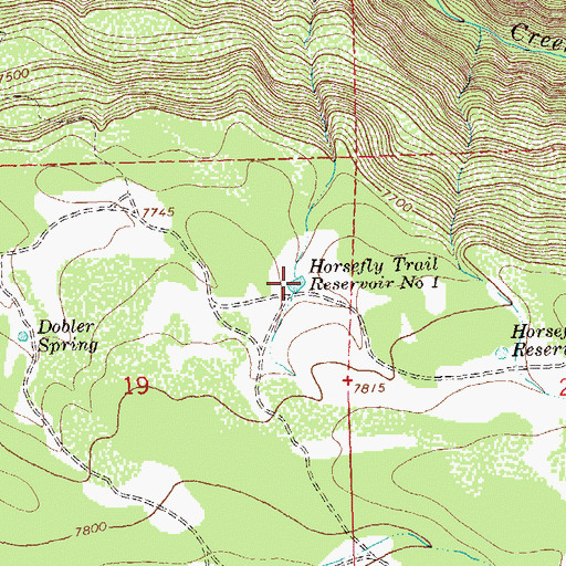 Topographic Map of Horsefly Trail Reservoir Number 1, CO
