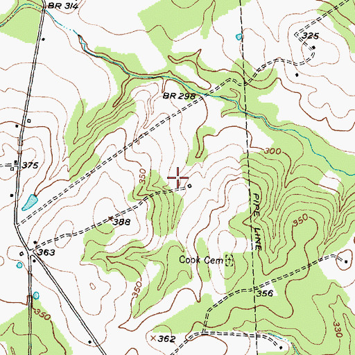Topographic Map of Northcutt Lake Dam, TX