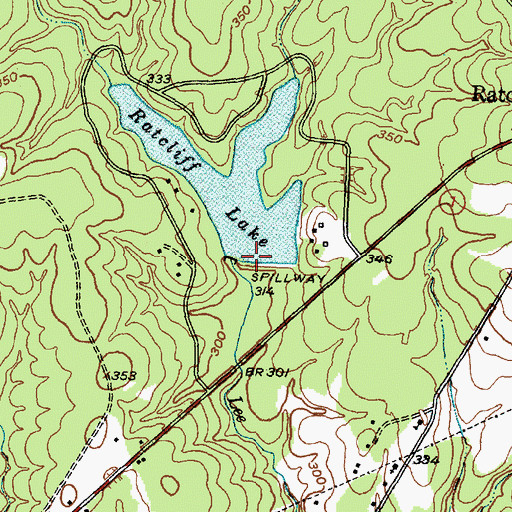 Topographic Map of Ratcliff Dam, TX
