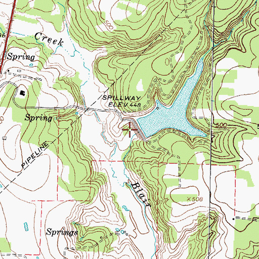 Topographic Map of Zachry Lake Dam, TX