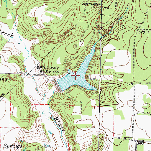 Topographic Map of Zachry Lake, TX