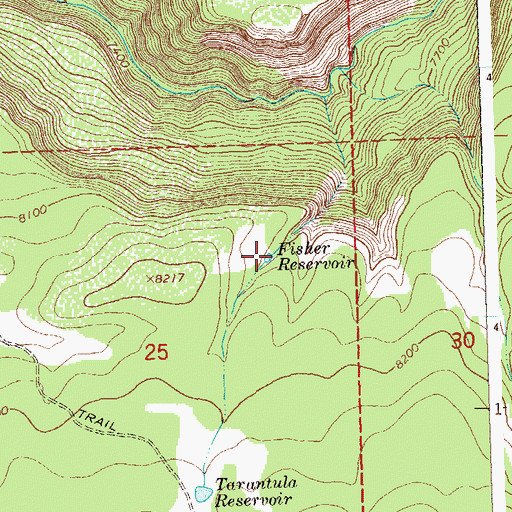 Topographic Map of Fisher Reservoir, CO
