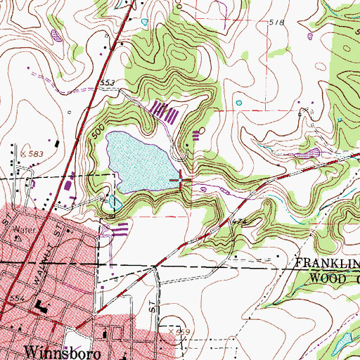 Topographic Map of Bryce Dam, TX