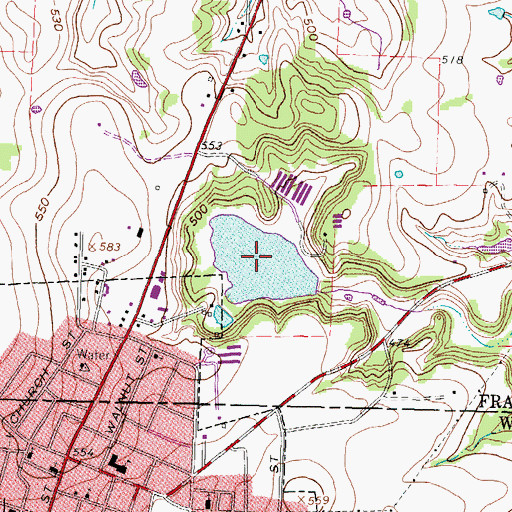 Topographic Map of Bryce Lake, TX