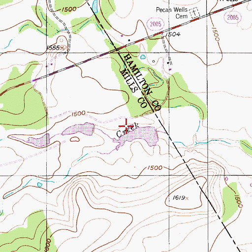 Topographic Map of McCasland Lake Number 3 Dam, TX