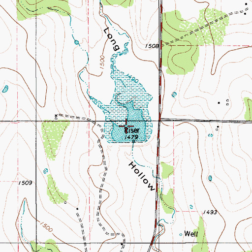Topographic Map of Soil Conservation Service Site 1 Reservoir, TX