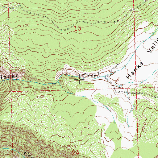 Topographic Map of Hanks Valley, CO