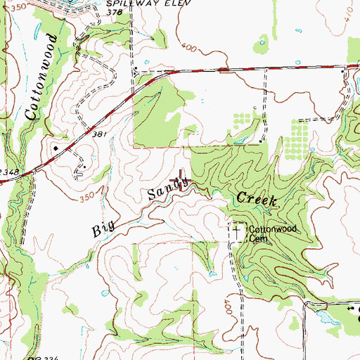 Topographic Map of Hugghins Dam, TX