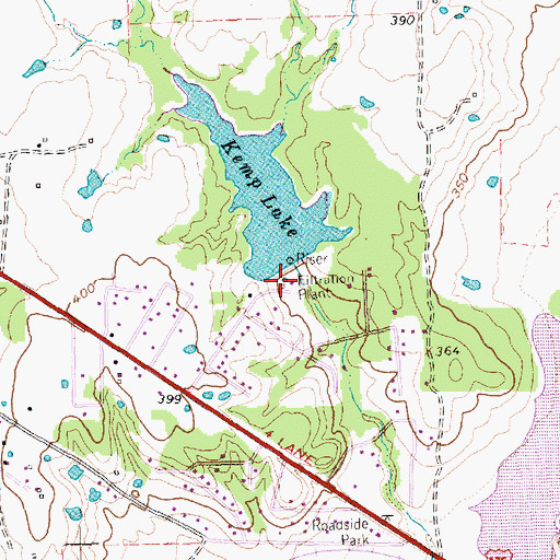 Topographic Map of Kemp Dam, TX