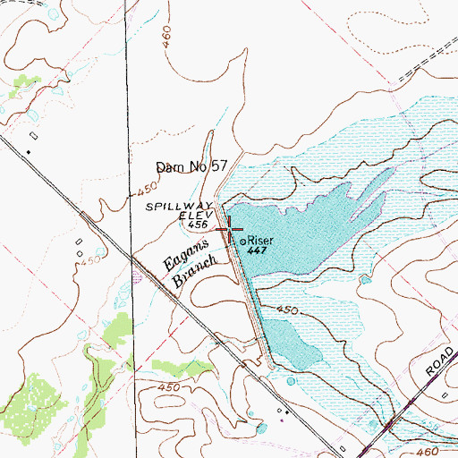 Topographic Map of Soil Conservation Service Site 57 Reservoir, TX