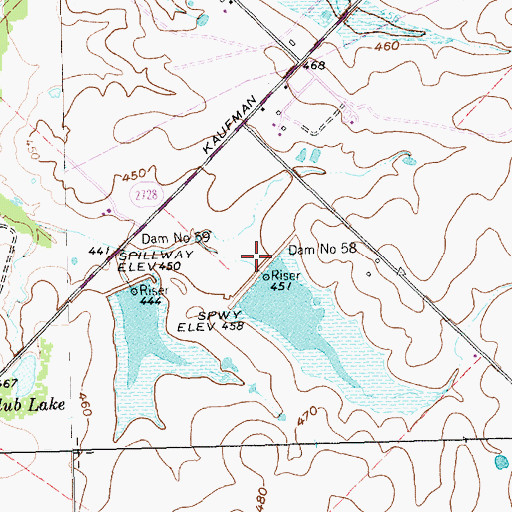 Topographic Map of Soil Conservation Service Site 58 Dam, TX