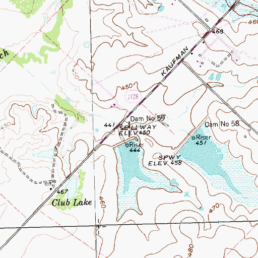 Topographic Map of Soil Conservation Service Site 59 Dam, TX
